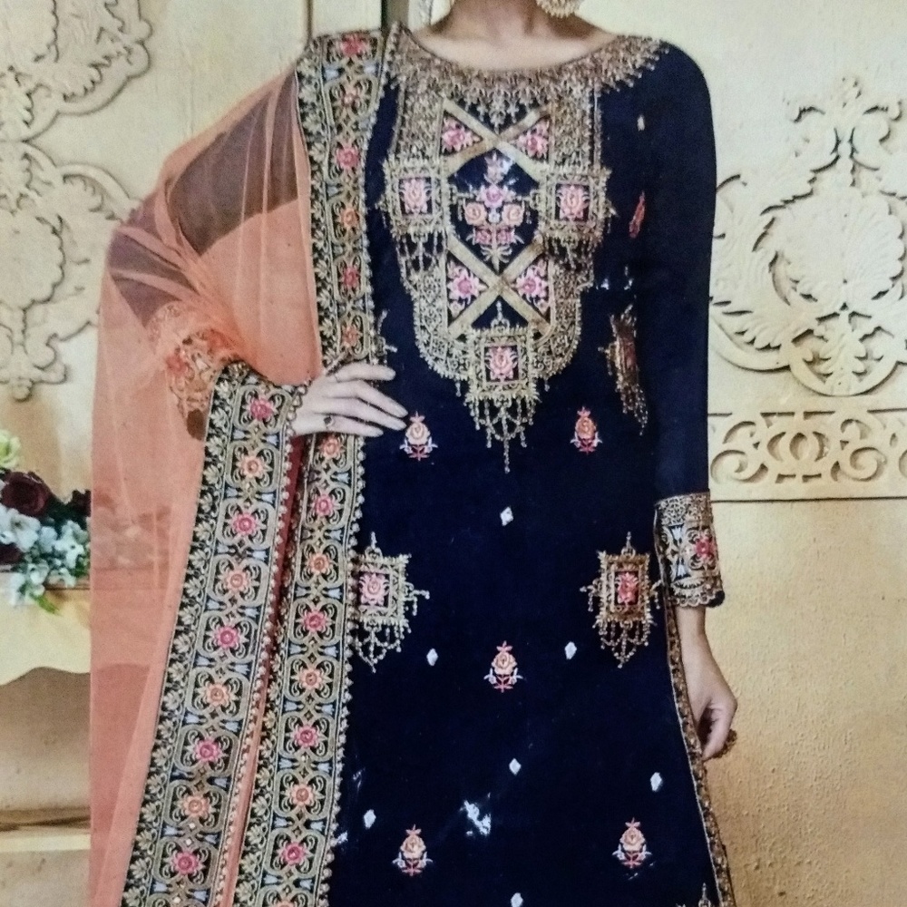 Kameez Navy & Coral